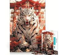 Puzzle da 1000 pezzi "White Tiger Guardian" Gioco di concentrazione mentale,design a incastro preciso,sfida interattiva per il cervello,ideale per la casa (38x26cm)
