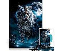 Puzzle da 1000 pezzi White Tiger Moon,sfida mentale,taglio di alta precisione,divertente passatempo (38x26cm)