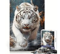 Puzzle da 1000 pezzi White Tiger Splash per ragazzi, stimola la logica, ideale per il tempo libero, per assemblare con precisione e creare un bel puzzle, perfetto come regalo di Natale (38x26cm)