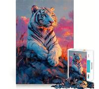 Puzzle da 1000 pezzi "White Tiger Sunset" per ragazzi,stimolante per la mente,con incastri precisi e senza spazi vuoti,ideale per attività di gruppo rilassanti in casa (50x75cm)
