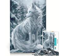 Puzzle da 1000 pezzi "White Wolf Winter Guardian" Gioco di abilità cognitive,superficie liscia e priva di sbavature,rilassante attività di gruppo al chiuso (50x75cm)
