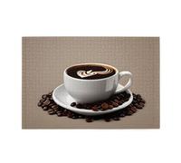 Puzzle da 1000 pezzi Whjdpp tazza di caffè e chicchi di caffè immagine educativa intellettuale puzzle in legno, puzzle divertenti, gioco antistress