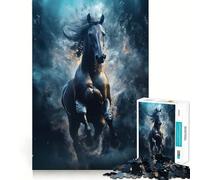 Puzzle da 1000 pezzi Wild Black Nova con cavallo da corsa,gioco cognitivo per ragazzi,incastro perfetto,compatto e divertente per il tempo libero in famiglia (50x75cm)