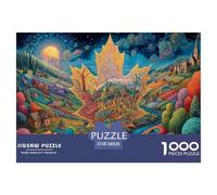 Puzzle da 1000 pezzi Winter Maple, cartone riciclato al 100%, piccola città tra le foglie, per adulti e bambini, regalo divertente, 38x26 cm/1000 pezzi