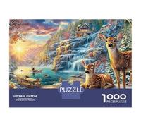 Puzzle da 1000 pezzi Winter Wonderland Cervo vicino alla cascata per giochi educativi per adulti Bellissima decorazione Sfida Alta difficoltà Regali di compleanno 70x50 cm/1000 pezzi