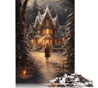 Puzzle da 1000 pezzi Winter Wonderland Cottage per adulti, regalo di Halloween, puzzle, gioco educativo, sfida, giocattolo, 1000 pezzi (75x50 cm)