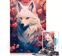Puzzle da 1000 pezzi "Wolf Cherry Blossom" per adolescenti,gioco di abilità mentale,taglio laser per un incastro perfetto,rilassante attività di gruppo al chiuso (50x75cm)