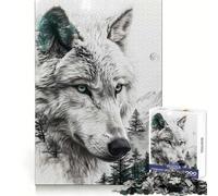 Puzzle da 1000 pezzi Wolf Double Exposure per adolescenti, attività cerebrale, tempo ben speso, bordi precisi, regalo speciale (38x26cm)