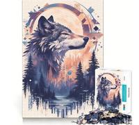 Puzzle da 1000 pezzi "Wolf Forest Spirit",gioco di abilità mentale con taglio di alta precisione,hobby affascinante per i momenti di svago (38x26cm)