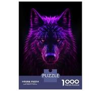 Puzzle Da 1000 Pezzi Wolf Magenta Neon Puzzle Per Adulti Gioco Pratico Per Divertimento in Famiglia Regali Unici Per Compleanno E Natale 38x26cm/1000pcs