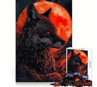 Puzzle da 1000 pezzi Wolf Moon Red per ragazzi, ideale per stimolare le capacità analitiche, rilassanti e facili da realizzare Taglio netto Regalo perfetto (38x52cm)