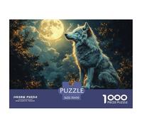 Puzzle Da 1000 Pezzi Wolf, Per Adulti, Gioco Di Abilità Impossible Per Tutta La Famiglia, Gioco Colorato - Under The Moon, Decorazione Per La Casa 70x50cm/1000pcs