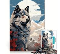 Puzzle da 1000 pezzi Wolf Retro Japan Vibes,divertente per allenare la mente,con pezzi che si incastrano perfettamente e con precisione Un hobby affascinante per i momenti di svago (38x52cm)