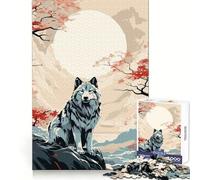 Puzzle da 1000 pezzi Wolf Retro Japan Vibes per adolescenti, stimola la memoria, rilassa la mente, divertente, si incastra perfettamente, perfetto per Natale (38x52cm)