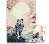 Puzzle da 1000 pezzi Wolf Retro Japan Vibes per adulti, gioca e impara, attività intelligente, regalo di festa unico e sentito, dimensioni 38x52cm