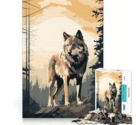 Puzzle da 1000 pezzi Wolf Retro Minimal per adulti,gioco di memoria e concentrazione,incastro perfetto,compatto e divertente per il tempo libero in famiglia (38x52cm)