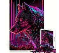 Puzzle da 1000 pezzi Wolf Retrowave Cyberpunk per adolescenti, stimola la memoria, divertimento casual, taglio di qualità, regalo di compleanno (38x52cm)