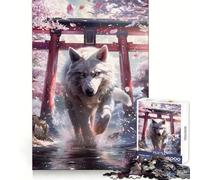 Puzzle da 1000 pezzi Wolf Spirit Sakura Torii per adolescenti, attività cerebrale, tempo ben speso, bordi precisi, regalo speciale (38x52cm)