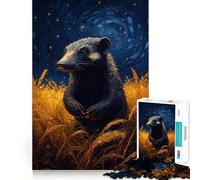 Puzzle da 1000 pezzi "Wolverine in Golden Field Under Starly Sky" per ragazzi,gioco di abilità mentale,taglio laser per un incastro perfetto,rilassante attività di gruppo al chiuso (38x52cm)