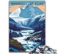 Puzzle da 1000 pezzi Wrangell St Elias, difficili da completare ma divertenti e umoristici, con poster abbinato e foglio di quiz (38x52cm)