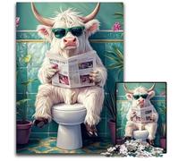 Puzzle da 1000 pezzi "Yak in the Toilet" in cartone, design intricato per adolescenti, decorazioni fai da te e divertimento per stimolare il cervello, 26x38cm