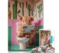 Puzzle da 1000 pezzi Yak in The Toilet Puzzle da 1000 pezzi per adulti e ragazzi collezione di artisti belle arti per età 14+ (50x75cm)