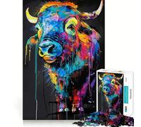 Puzzle da 1000 pezzi Yak Popart Painting,Memory Train,divertente,superficie liscia e priva di sbavature,sfida stimolante per il tempo libero (38x52cm)