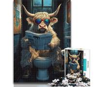 Puzzle da 1000 pezzi Yak seduto sul water Puzzle da 1000 pezzi per adolescenti, antistress, sfida difficile, decorazioni e regali unici per la casa 26x38cm
