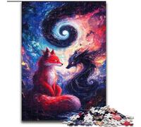 Puzzle da 1000 pezzi Yin Yang Fox per adulti e adolescenti, giocattoli educativi per l'apprendimento, giochi per famiglie con poster abbinato e foglio di quiz (26x38cm)