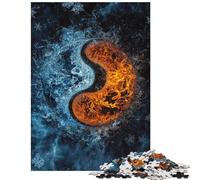 Puzzle da 1000 pezzi Yin Yang Fuoco e Ghiaccio puzzle per adulti sfida di velocità manuale difficile e stimolante ideale come regalo (75x50cm/1000 pezzi)