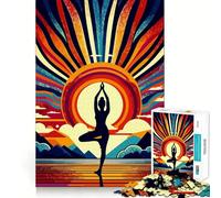 Puzzle da 1000 pezzi Yoga Sunset Pop Art per adulti,divertente per allenare la mente,con tagli di precisione e bordi lisci,ideale per serate tranquille (50x75cm)