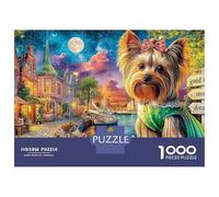 Puzzle da 1000 pezzi "Yorkie in Town" Cane in una città colorata e accogliente per adulti Gioco educativo Bellissima decorazione Difficile Sfida Maschio e Femmina Compleanno 52x38cm/1000 pezzi Regali
