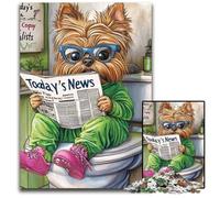 Puzzle da 1000 pezzi Yorkshire Terrier Go Toilet, rompicapo stimolante, attività per famiglie, decorazione per la casa, regalo di Natale 50x75CM/19,68x29,52 pollici