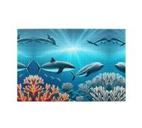 Puzzle da 1000 pezzi Yyhwhjde balene sotto il mare immagine educativa intellettuale puzzle in legno, puzzle divertenti, puzzle antistress