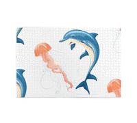 Puzzle da 1000 pezzi Yyhwhjde delfino e meduse incontro immagine educativa intellettuale puzzle in legno, puzzle divertenti, puzzle antistress