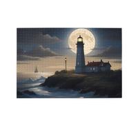 Puzzle da 1000 pezzi Yyhwhjde Moonlight Lighthouse stampe educative intellettuali puzzle in legno, puzzle divertenti, gioco antistress