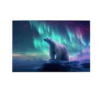 Puzzle da 1000 pezzi Yyhwhjde Northern Lights Polar Bear Picture Educational Intellectual Puzzle in legno, puzzle divertenti, puzzle antistress