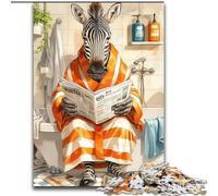 Puzzle da 1000 pezzi "Zebra nel bagno" Puzzle in legno, perfetto per decorare casa e ufficio, feste, compleanni e regali di Natale Dimensioni: 50x75cm