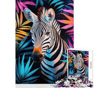 Puzzle da 1000 pezzi Zebra nel fogliame tropicale Giocattolo educativo Ottimo regalo per gioco educativo Adatto per la decorazione della scrivania Dimensioni 38x26cm
