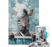 Puzzle da 1000 pezzi "Zebra nella vasca da bagno" - Difficile e stimolante - Analisi e logica - Giocattolo fai da te per ragazzi dai 14 anni in su (50x75cm)
