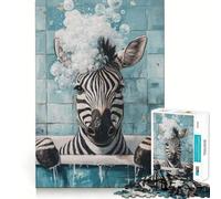 Puzzle da 1000 pezzi "Zebra nella vasca da bagno" - Gioco di logica e allenamento mentale - Incastri precisi,senza spazi vuoti - Sfida interattiva per la mente a casa (38x26cm)