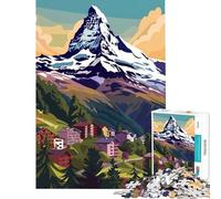 Puzzle da 1000 pezzi - Zermatt Poster da viaggio Giocattolo educativo Gioco impossibile Vacanza a casa Ammazza tempo Regalo di compleanno (Dimensioni 38x52cm)