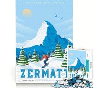 Puzzle da 1000 pezzi Zermatt Svizzera Stampa Taglio Premium Gioco Esercizio Mentale Giocattolo Pace Divertimento Regalo di Compleanno (38x52cm)