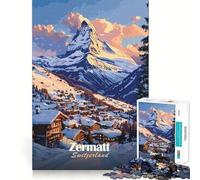 Puzzle da 1000 pezzi Zermatt Svizzera Vista Montagna per Adolescenti Gioco di Memoria e Concentrazione Qualità Professionale Taglio Rilassante Attività di Gruppo al Chiuso (38x26cm)