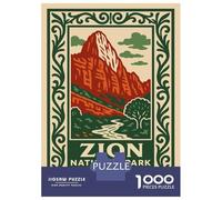 Puzzle Da 1000 Pezzi Zion National Park Vintage Poster Puzzle Per Adulti Gioco Pratico Sfida Difficile Interazione Genitore-figlio 52x38cm/1000pcs