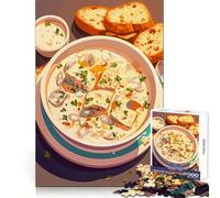 Puzzle da 1000 pezzi Zuppa cremosa di frutti di mare con pane Taglio preciso Gioco di concentrazione mentale Divertimento per il tempo libero Regalo di compleanno (38x52cm)