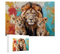 Puzzle da 1200 Pcs, Puzzle In Legno per adulti Pittura Animali leoni Mani Sul Gioco, Puzzles Portatile Tappetino 75 x 50 cm, Idea Regalo per Lei o Lui, Decorazione Della Famiglia k-632