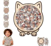 Puzzle da 135 pezzi in legno a forma di gatto M-orandi, puzzle divertenti in legno a forma di animale, regalo per gli amanti dei gatti, decorazione per la casa giocosa