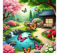 Puzzle da 150 Pezzi per Adulti Bellissimo laghetto da giardino 65x65cm, puzzle adulti 150 pezzi, DIY puzzles Impossibili Qualità Superiore Multicolore, Puzzles Decorazione Perfetta