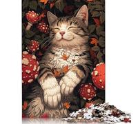Puzzle da 1500 pezzi "Gatto che dorme tra le foglie autunnali", puzzle colorato, regalo per uomini e bambini dai 12 anni in su, 1500 pezzi (85x57 cm)